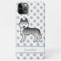 Perro de dibujos animados Husky siberiano gris y n