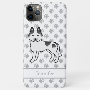 Funda Para iPhone 11 Pro Max Perro de dibujos animados Husky Siberiano Piebald