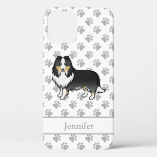 Funda Para iPhone 12 Perro de dibujos animados Shetland Sheepdog tricol