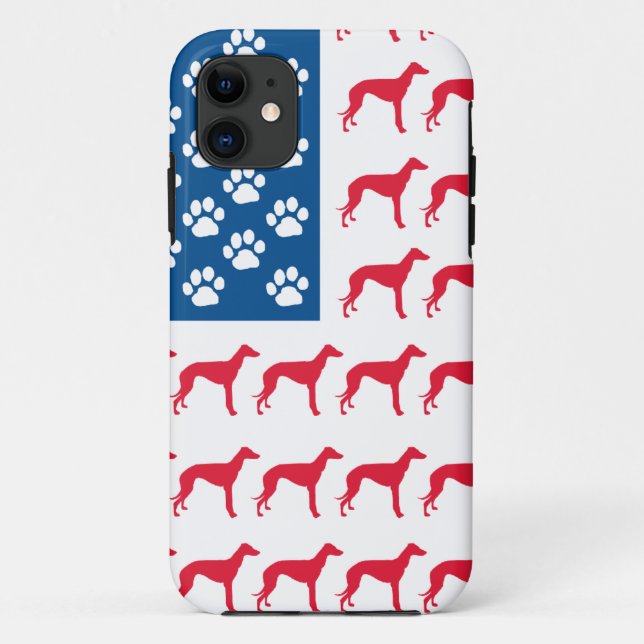 Funda De Case-Mate Para iPhone Perro de Greyhound Patriótico (Reverso)