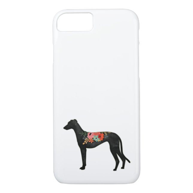 Funda De Case-Mate Para iPhone Perro de Greyhound Rama albarda floral bohemia (Reverso)