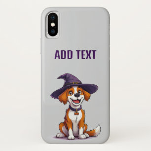Funda Para iPhone X Perro de Halloween con sombrero de bruja