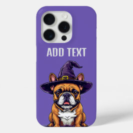Funda Para iPhone 15 Pro Perro de Halloween llevando un Gorra de brujas