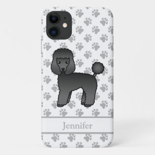 Funda Para iPhone 11 Perro de juguete negro Caniche Dibujo animado lind
