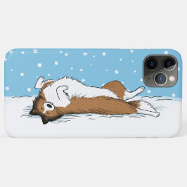 Funda Para iPhone 11 Pro Max Perro de nieve de Sheepdog de Shetland - Invierno 