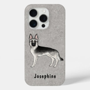 Funda Para iPhone 15 Pro Perro de Pastor Alemán Sable Plateado Con Nombre P