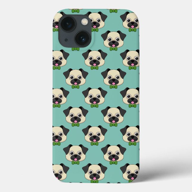 Funda De Case-Mate Para iPhone Perro de pug feliz lindo con papillón (Reverso)