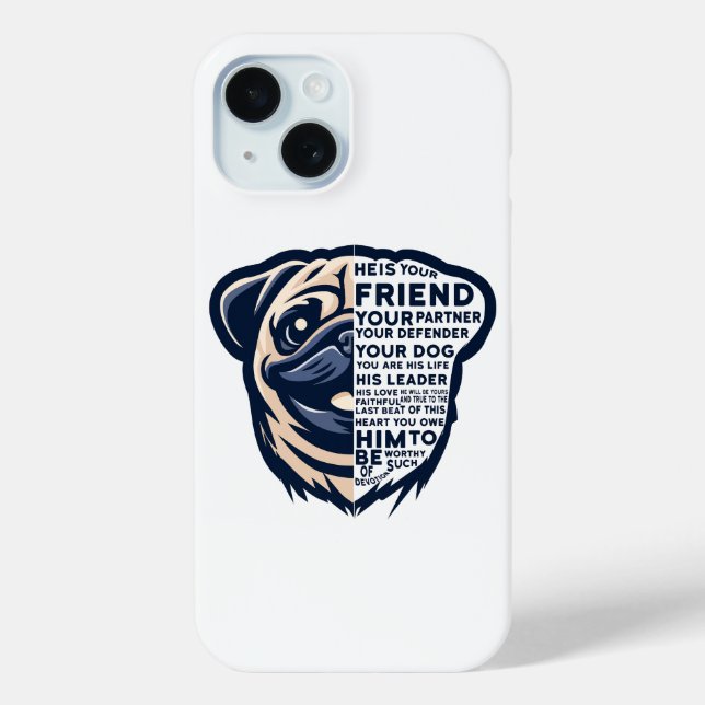 Funda De Case-Mate Para iPhone Perro de Pug Funny (Reverso )