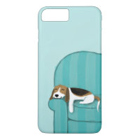 Perro de sofá feliz | Beagle Cute | Arte de animal