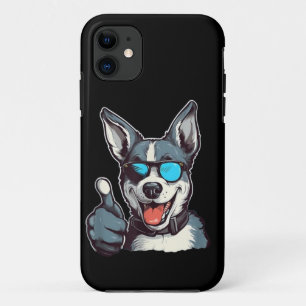 Funda Para iPhone 11 Perro divertido con gafas de sol con los pulgares