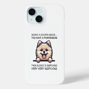 Funda Para iPhone 15 Perro divertido de Pomerania
