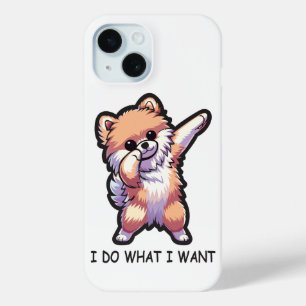 Funda Para iPhone 15 Perro divertido de Pomerania
