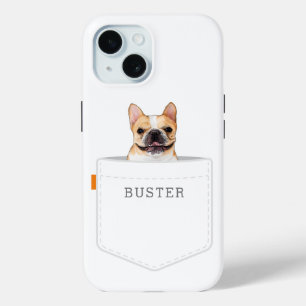 Funda Para iPhone 15 Perro en bolsillo Personalizado Mascota Foto y n