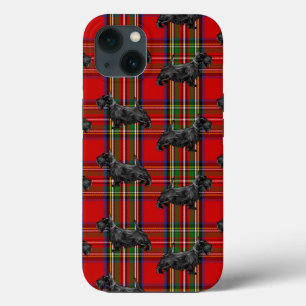 Funda Para iPhone 13 Perro escocés en el tartán escocés rojo