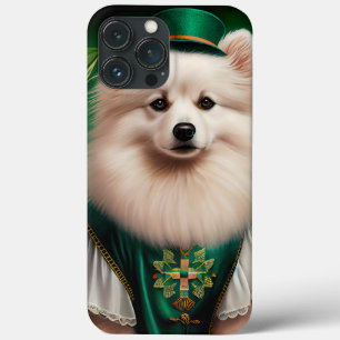 Funda Para iPhone 13 Pro Max Perro esquimal americano vestido para el Día de Sa