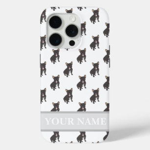 Funda Para iPhone 15 Pro Perro francés de chapa negra personalizado