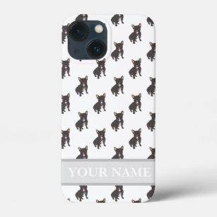 Funda Para iPhone 13 Mini Perro francés de chapa negra personalizado