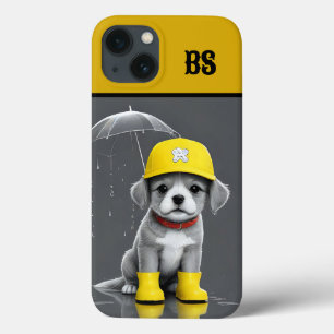 Funda Para iPhone 13 Perro gracioso en botes de lluvia - Humor de perro