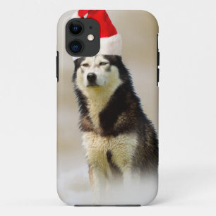 Funda Para iPhone 11 Perro Husky Siberiano con Sombrero de Nieve