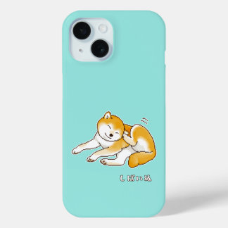 Funda Para iPhone 15 Perro Inu Shiba Rascando Su Oído Pixelart