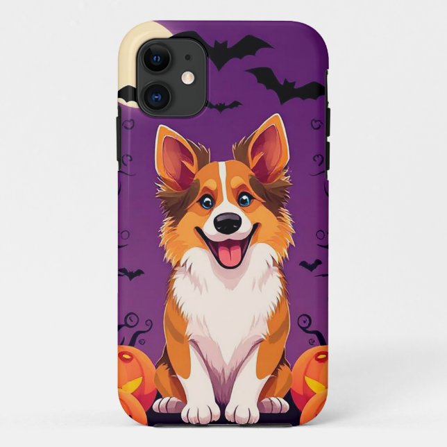 Funda De Case-Mate Para iPhone Perro lindo de Halloween (Reverso)