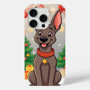 Funda Para iPhone 15 Pro Perro lindo de Navidad