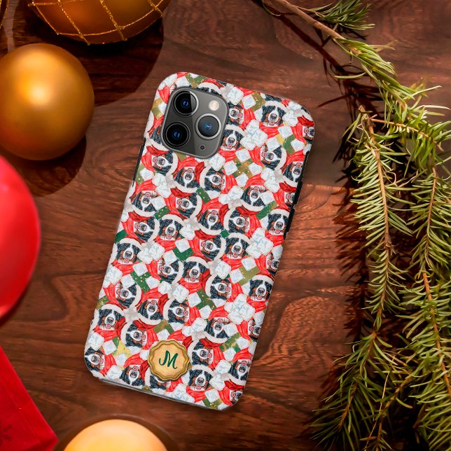Funda De Case-Mate Para iPhone Perro Montaña Bernesa Verde Dorado Navidad Mono (Subido por el creador)