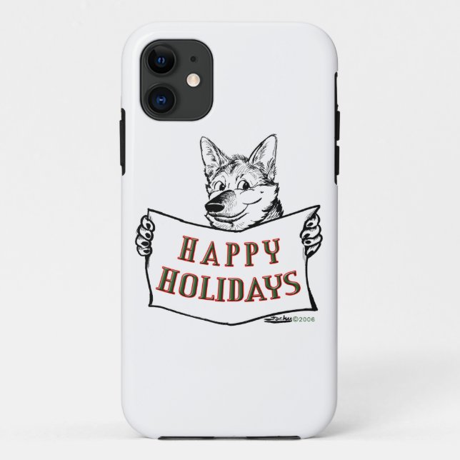 Funda De Case-Mate Para iPhone Perro navidad: Felices fiestas (Reverso)
