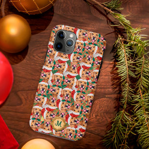 Funda Para iPhone 11 Pro Perro Navideño Lindo Retriever Dorado Verde Dorado
