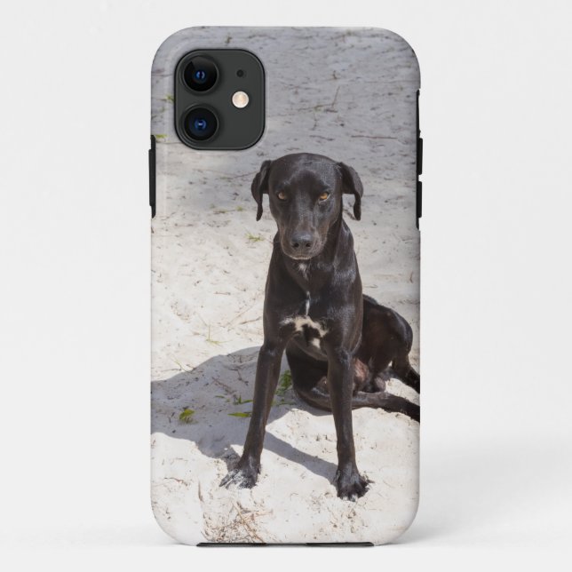 Funda De Case-Mate Para iPhone Perro negro con ojo malvado (Reverso)