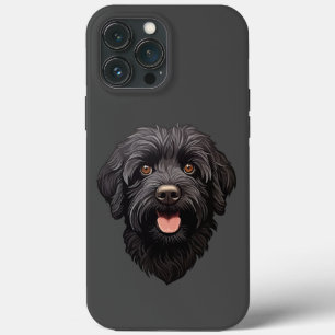 Funda Para iPhone 13 Pro Max Perro negro Labradoodle