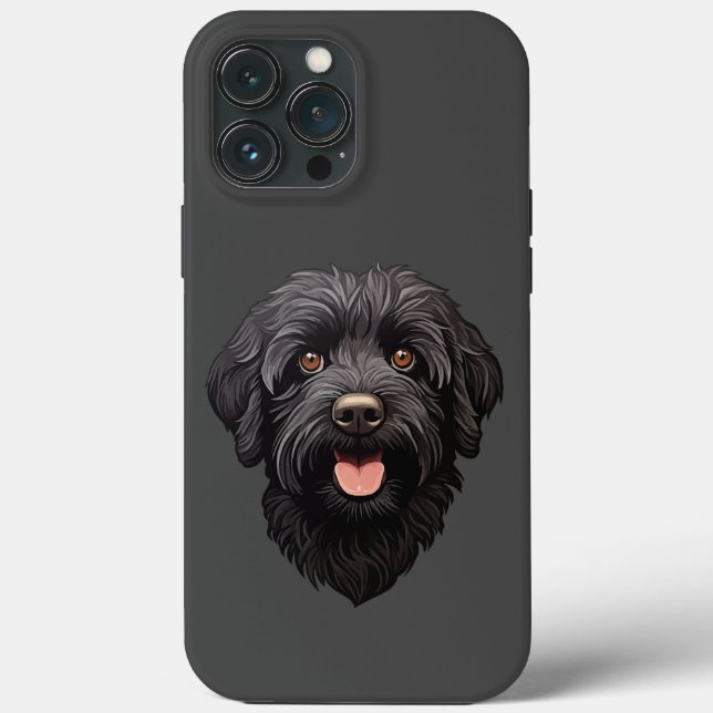 Funda De Case-Mate Para iPhone Perro negro Labradoodle (Reverso )