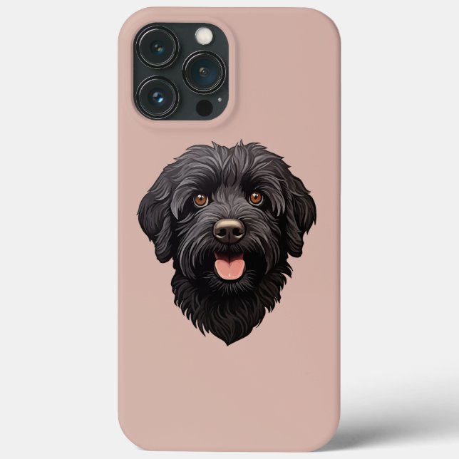Funda De Case-Mate Para iPhone Perro negro Labradoodle (Reverso )