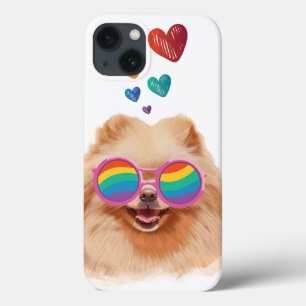 Funda Para iPhone 13 Perro panomerano con El día de San Valentín cardía