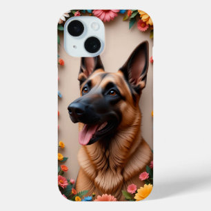 Funda Para iPhone 15 Perro pastor alemán bellamente ilustrado