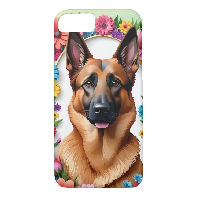 Funda De Case-Mate Para iPhone Perro pastor alemán bellamente ilustrado (Reverso)