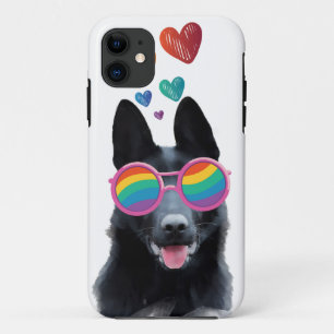 Funda Para iPhone 11 Perro pastor alemán con corazones Día de San Valen