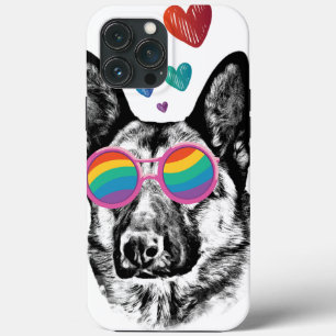 Funda Para iPhone 13 Pro Max Perro pastor alemán con El día de San Valentín car