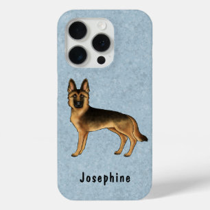 Funda Para iPhone 15 Pro Perro Pastor Alemán Negro Y Tan Con Nombre Persona