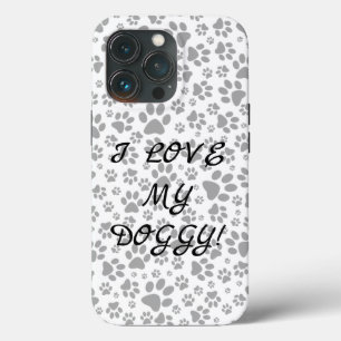 Funda Para iPhone 13 Pro Perro Paws Negro y Blanco Polka Funda-Mate iPho