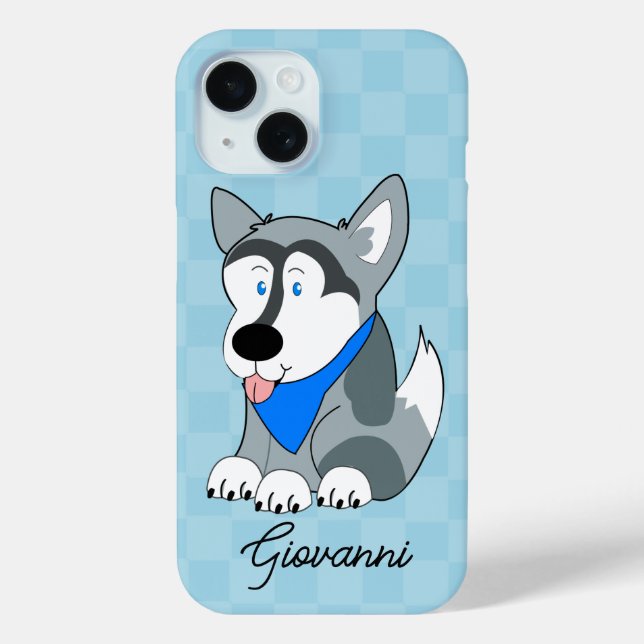 Funda De Case-Mate Para iPhone Perro personalizado del Husky Azul siberiano revis (Reverso )