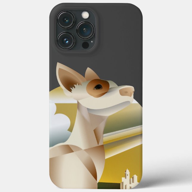 Funda De Case-Mate Para iPhone Perro podenco estilo deco (Reverso )
