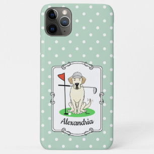Funda Para iPhone 11 Pro Max Perro recuperador de labrador amarillo de golf Cut