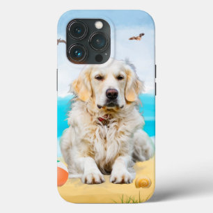 Funda Para iPhone 13 Pro Perro recuperador de oro en la playa