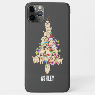 iPhone 11 Pro Max Perro retriever dorado de Navidad funda para árbol