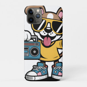 Funda Para iPhone 11 Pro Perro Retro Hip Hop: Cool Cartoon Puppy 