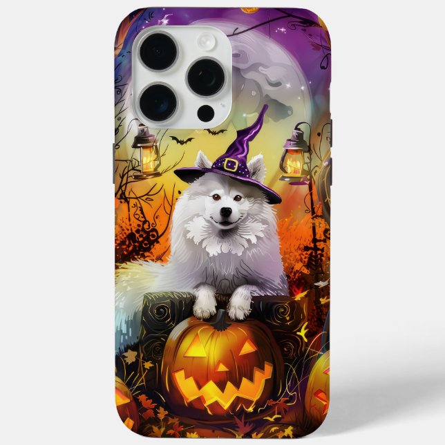 Funda De Case-Mate Para iPhone Perro Samoyedo Espeluznante Bruja de Halloween y C (Reverso )