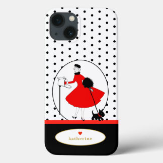 Funda Para iPhone 13 Perro Scottie de Dama con Estilo Vintage Retro