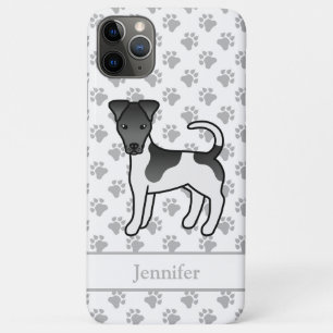 Funda Para iPhone 11 Pro Max Perro Smooth Fox Terrier negro y blanco y nombre