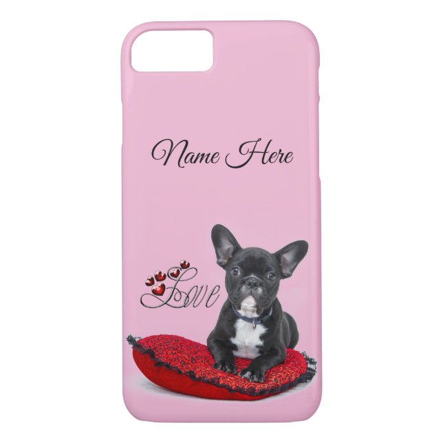 Funda De Case-Mate Para iPhone Perro toro francés personalizado - francés - amor (Reverso)